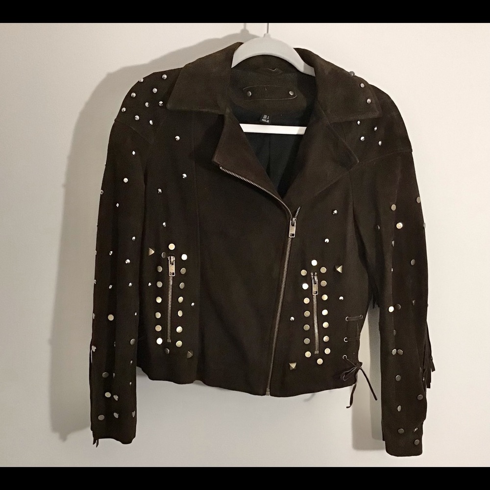 Zara Suede Studded Fringe Jacket Sz. S
